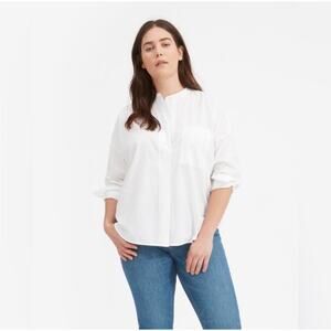 Everlane White Popover Shirt Women’s Size 2 Cotton Button Front Relaxed Blouse